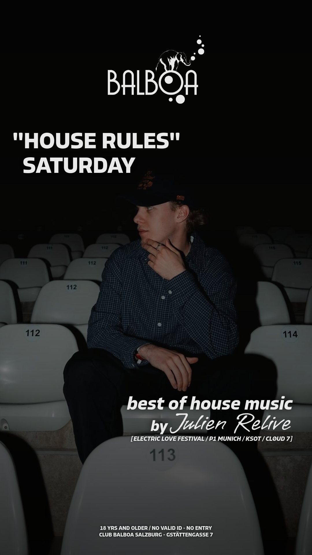 House Rules – Flyer, Club Balboa Salzburg