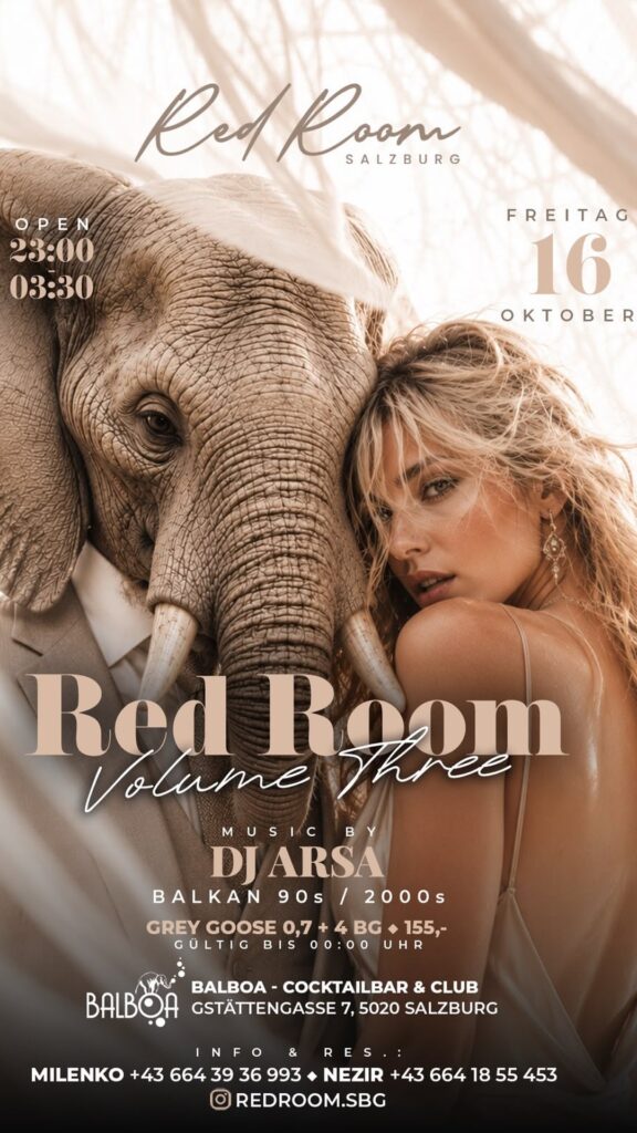 Red Room – Volume Three – Flyer, Club Balboa Salzburg